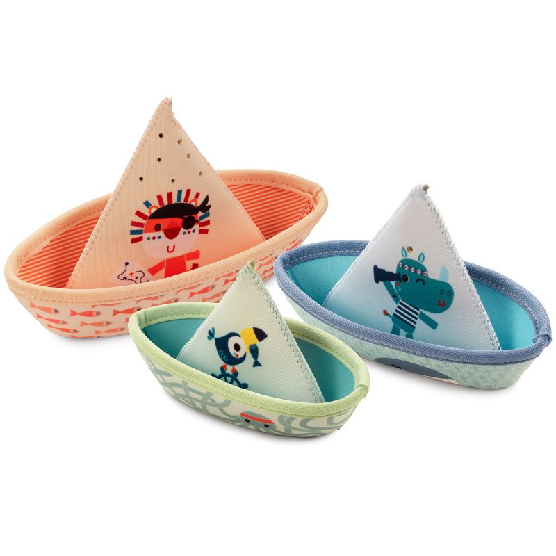 Lot de 3 jouets de bain bateau Jungle - LILLIPUTIENS