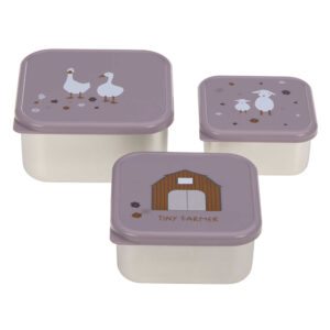 Lot de 3 boîtes à goûter Tiny Farmer mauve- LASSIG