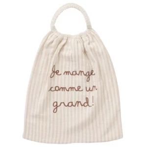 Serviette élastiquée “comme un grand” rayé galet - BB&CO