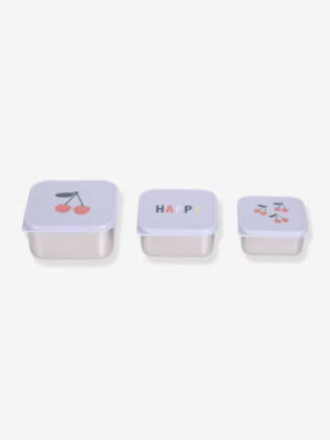 Lot de 3 boîtes à goûter en inox Cerises lilas - LASSIG – Image 2
