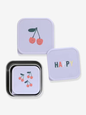 Lot de 3 boîtes à goûter en inox Cerises lilas - LASSIG – Image 3