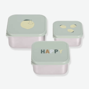 Lot de 3 boîtes à goûter en inox citrons vert d'eau - LASSIG