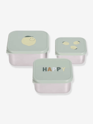 Lot de 3 boîtes à goûter en inox citrons vert d'eau - LASSIG