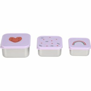 Lot de 3 boîtes à goûter inox Happy Rascals Coeur lavande - LASSIG – Image 2