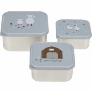Lot de 3 boîtes à goûter Tiny Farmer bleu - LASSIG