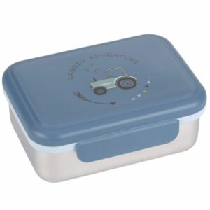 Boite à goûter / Lunch Box en inox Adventure Tracteur bleu gris - LASSIG