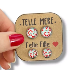 Puces d'oreilles match matchy "telle mère, telle fille!" cerises -  Dans L'Air du Temps Bijoux