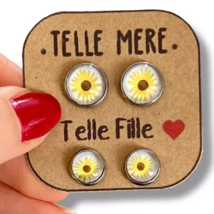 Puces d'oreilles match matchy "telle mère, telle fille!" tournesols -  Dans L'Air du Temps Bijoux