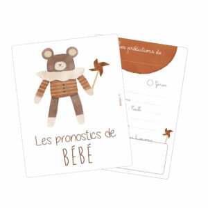 Lot de 6 cartes "les pronostics de bébé" ourson - PAPIER POETIC