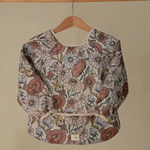 Bavoir à Manches Retro Flowers 6/24 Mois - MUSHIE