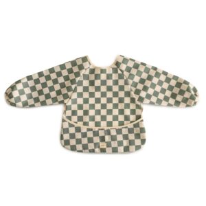 Bavoir à Manches Olive Check - MUSHIE – Image 3