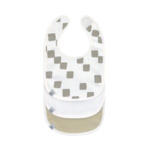 Lot de 3 bavoirs naissance Happy Fruits Kaki clair - LASSIG