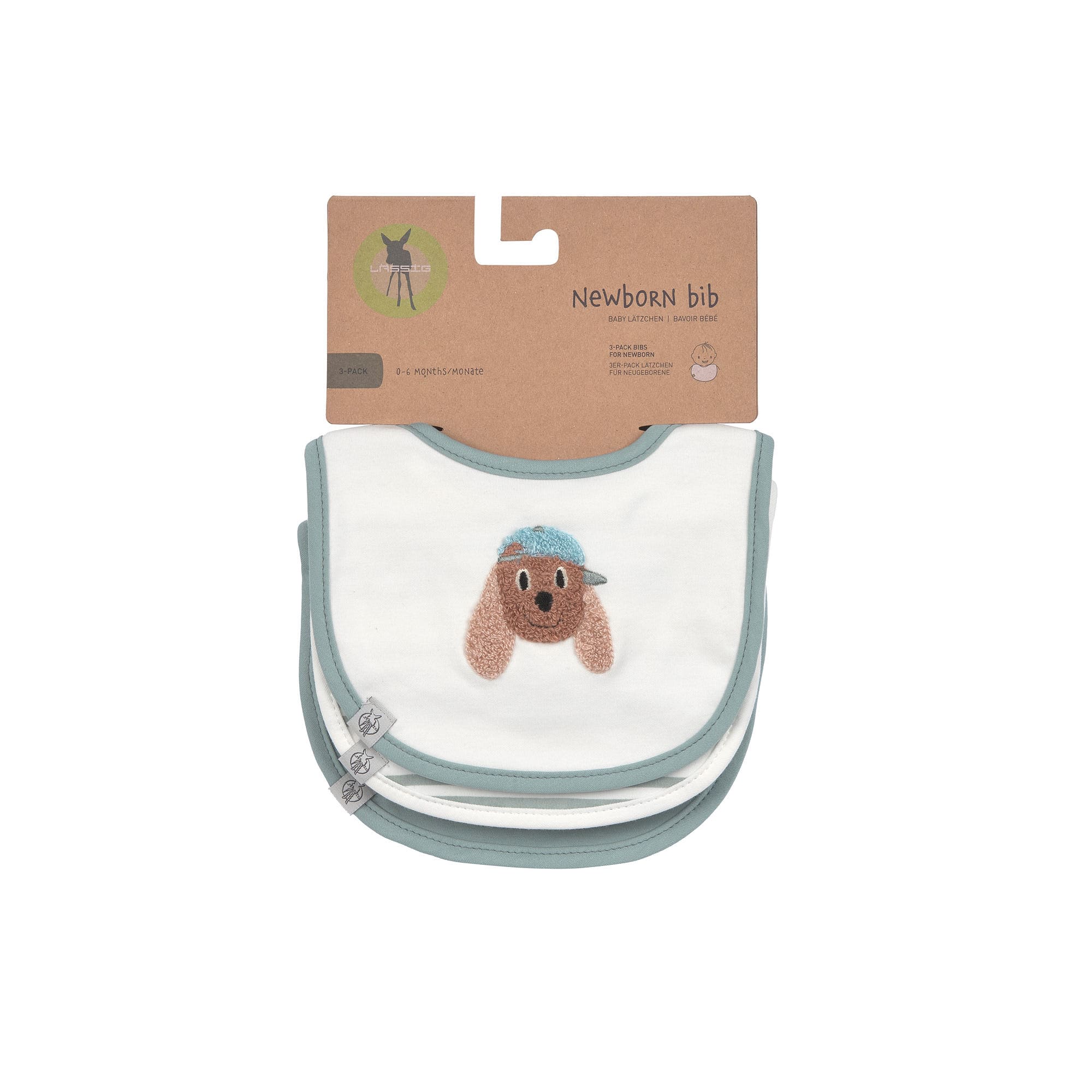 Lot de 3 bavoirs naissance Tiny Team Chien - LASSIG