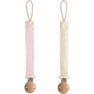 Lot de 2 attaches-sucettes en lin Blush-Cream - MUSHIE