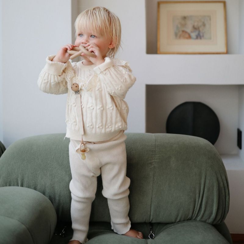 Lot de 2 attaches-sucettes en lin Olive-Sand - MUSHIE – Image 4