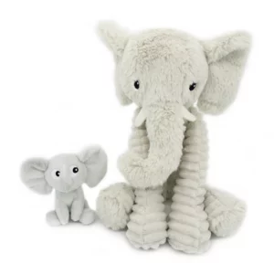Ptipotos : Peluche éléphant Dimoitou maman et son bébé gris clair - LES DEGLINGOS