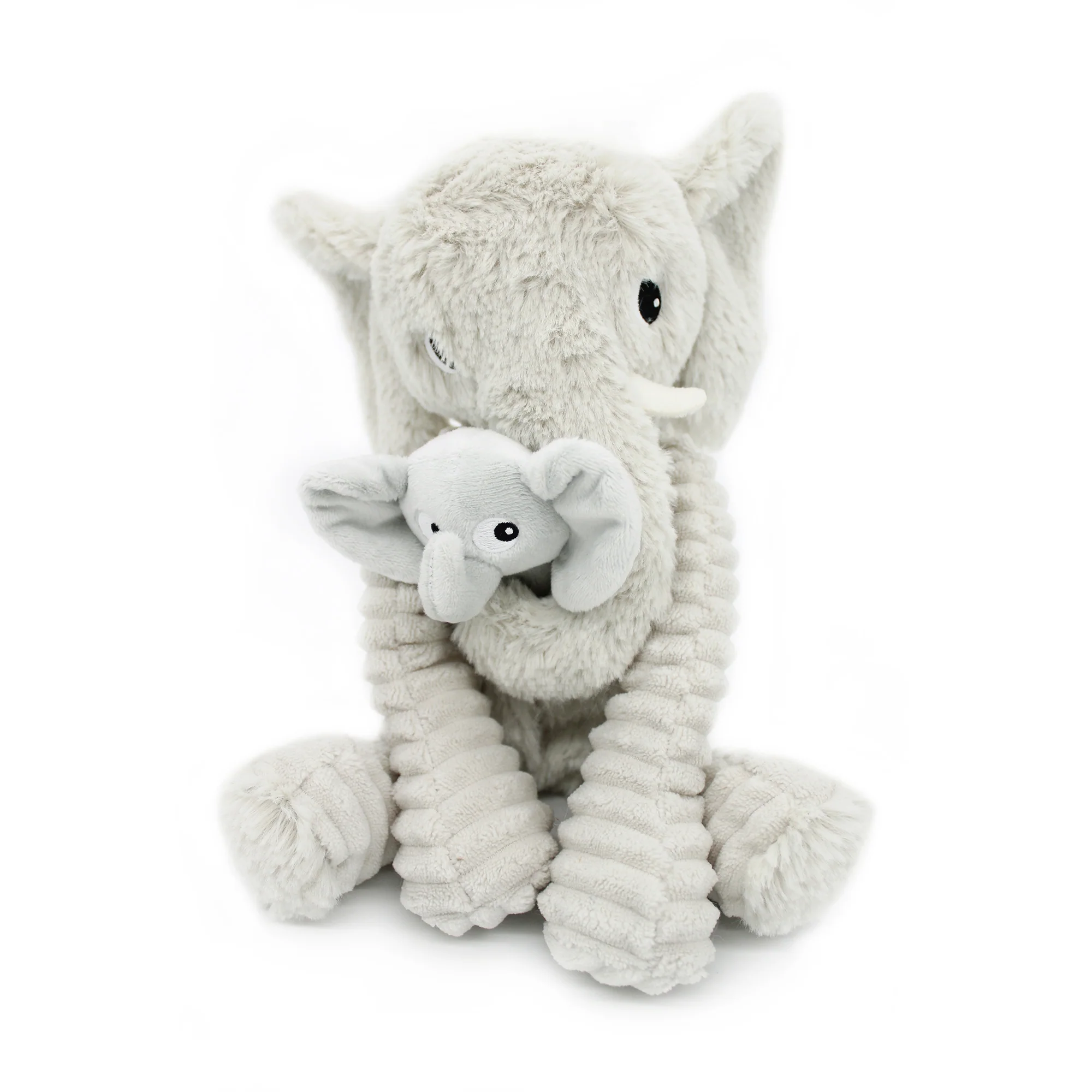 Ptipotos : Peluche éléphant Dimoitou maman et son bébé gris clair - LES DEGLINGOS – Image 3