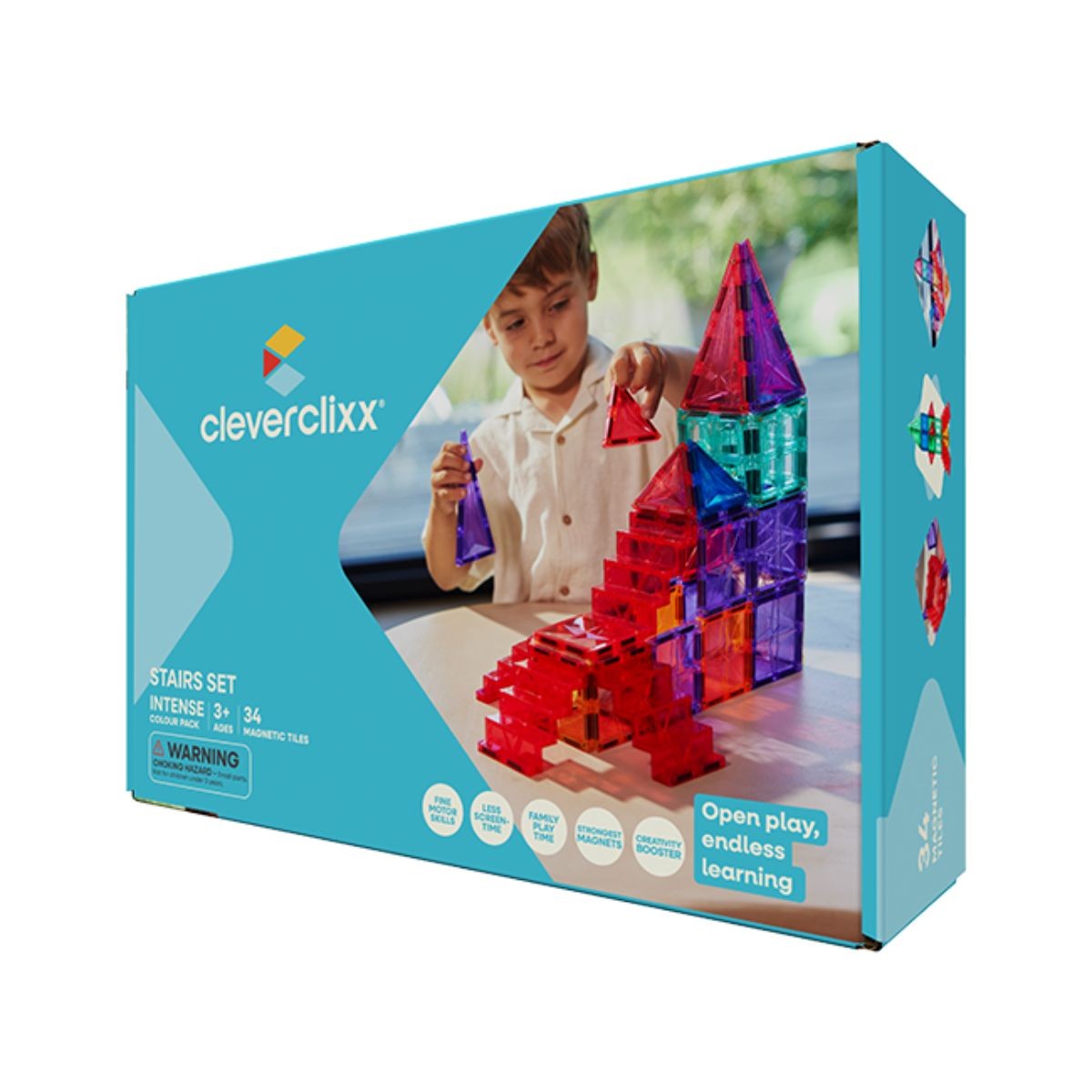 Jeu de construction magnétique avec escaliers Stairs Set Intense de 34 pièces- CLEVERCLIXX – Image 4