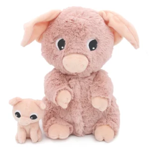 Ptipotos : Peluche cochon Barbekiou et son bébé rose - LES DEGLINGOS