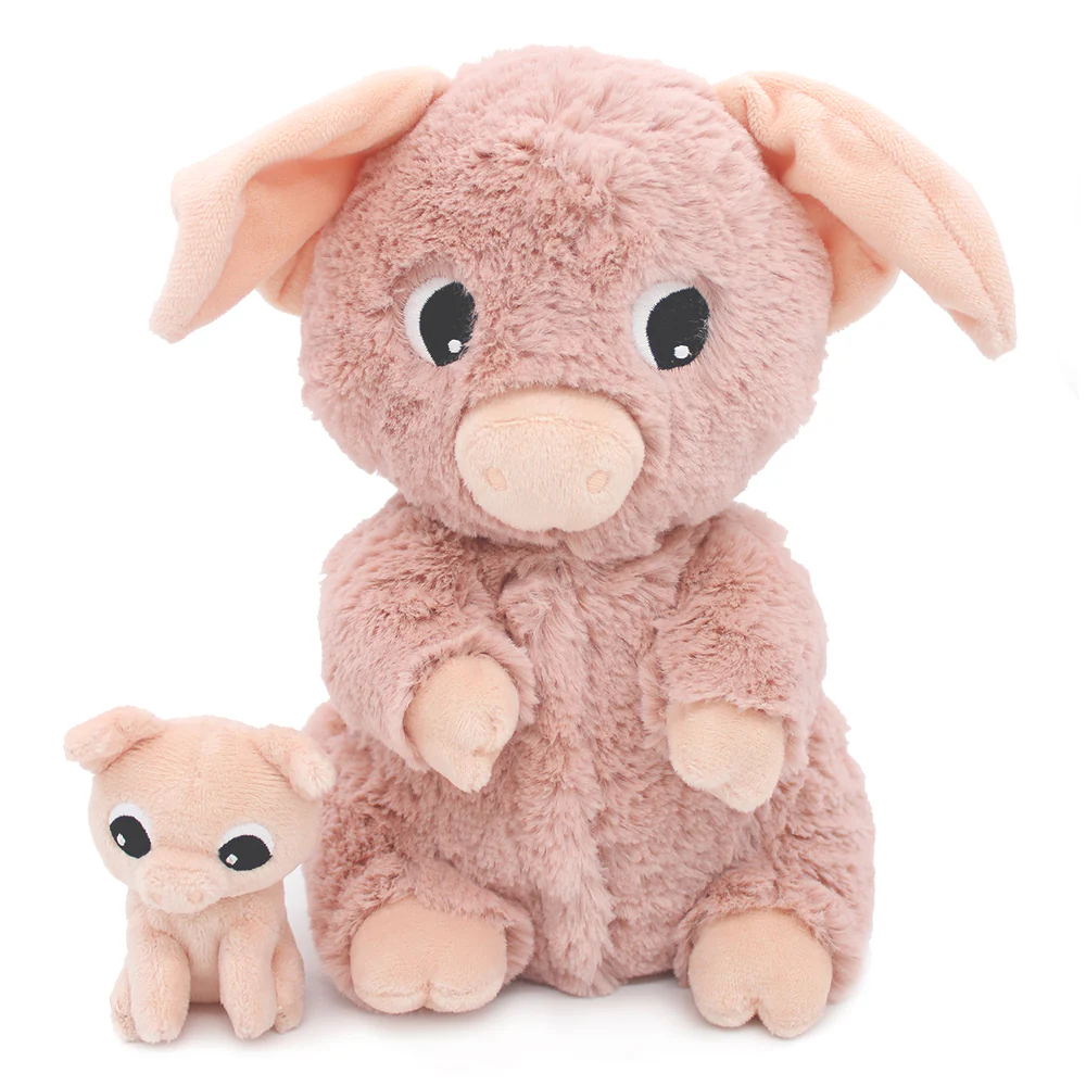 Ptipotos : Peluche cochon Barbekiou et son bébé rose - LES DEGLINGOS