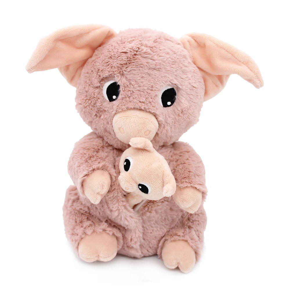 Ptipotos : Peluche cochon Barbekiou et son bébé rose - LES DEGLINGOS – Image 2