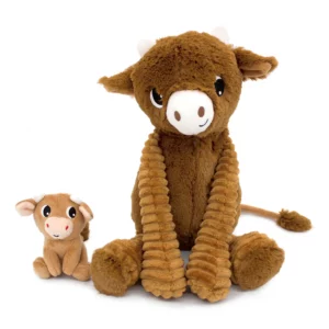 Ptipotos : Peluche vache Hindou et son bébé cassonade - LES DEGLINGOS
