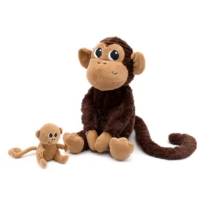 Ptipotos : Peluche maman singe Zazou  et son bébé marron chocolat – LES DEGLINGOS