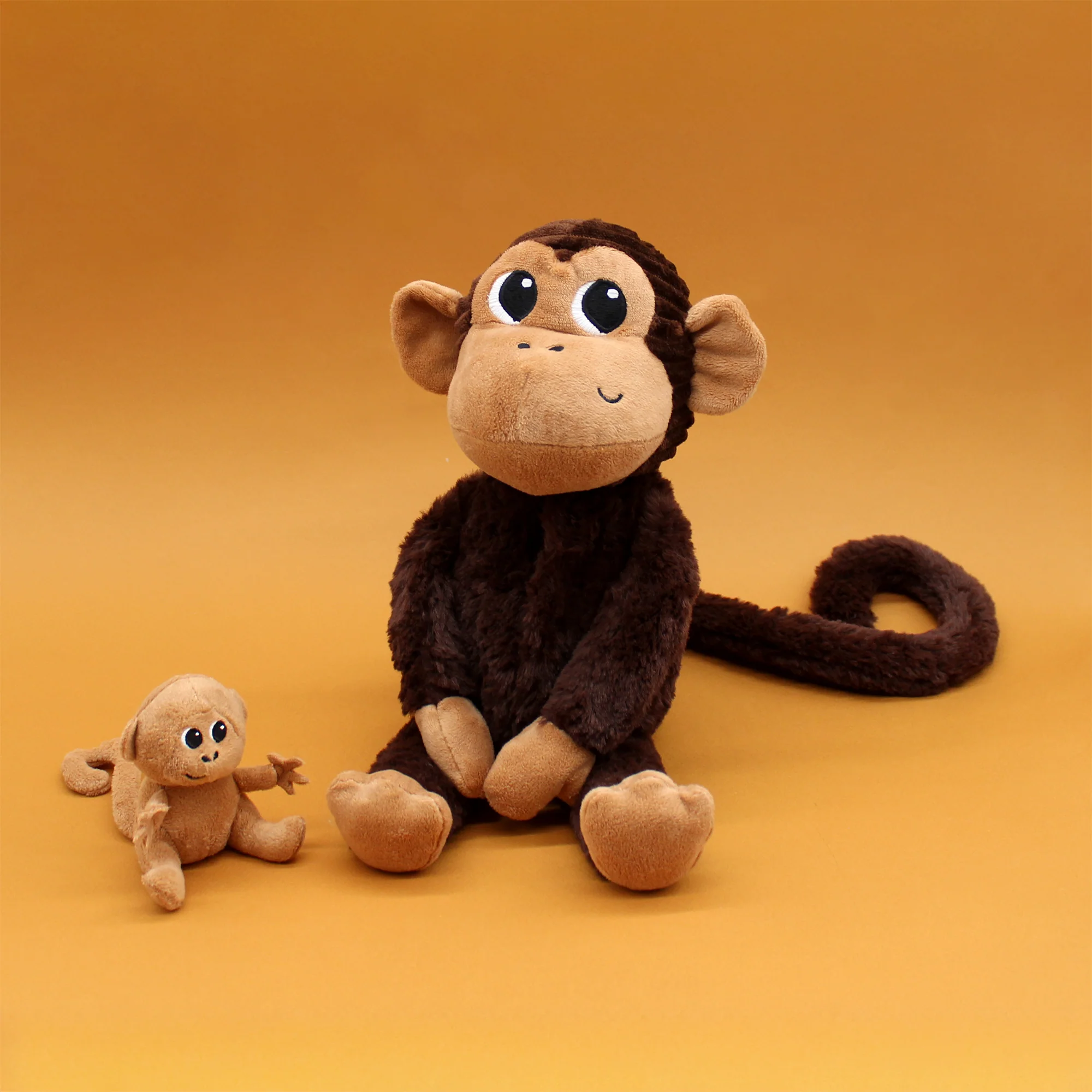 Ptipotos : Peluche maman singe Zazou  et son bébé marron chocolat – LES DEGLINGOS – Image 7