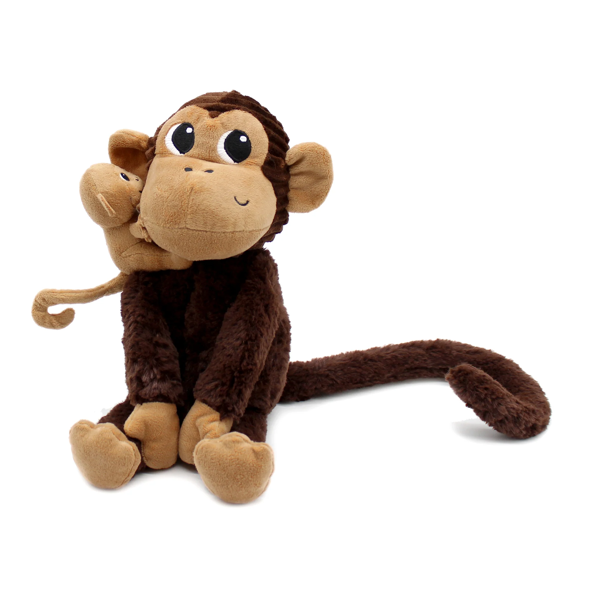 Ptipotos : Peluche maman singe Zazou  et son bébé marron chocolat – LES DEGLINGOS – Image 2