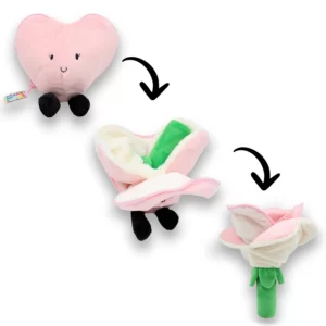 Flipetz : Peluche I love you fleur / coeur rose – LES DEGLINGOS