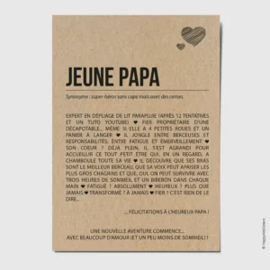 Carte définition "Jeune Papa" - HappyWeSisters
