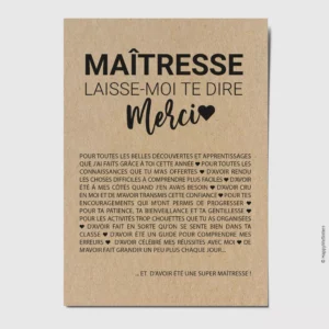 Carte "Merci Maitresse" - HappyWeSisters
