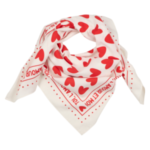 Foulard Cœurs 55cm Fond blanc / Motifs rouge - ATELIER WAGRAM