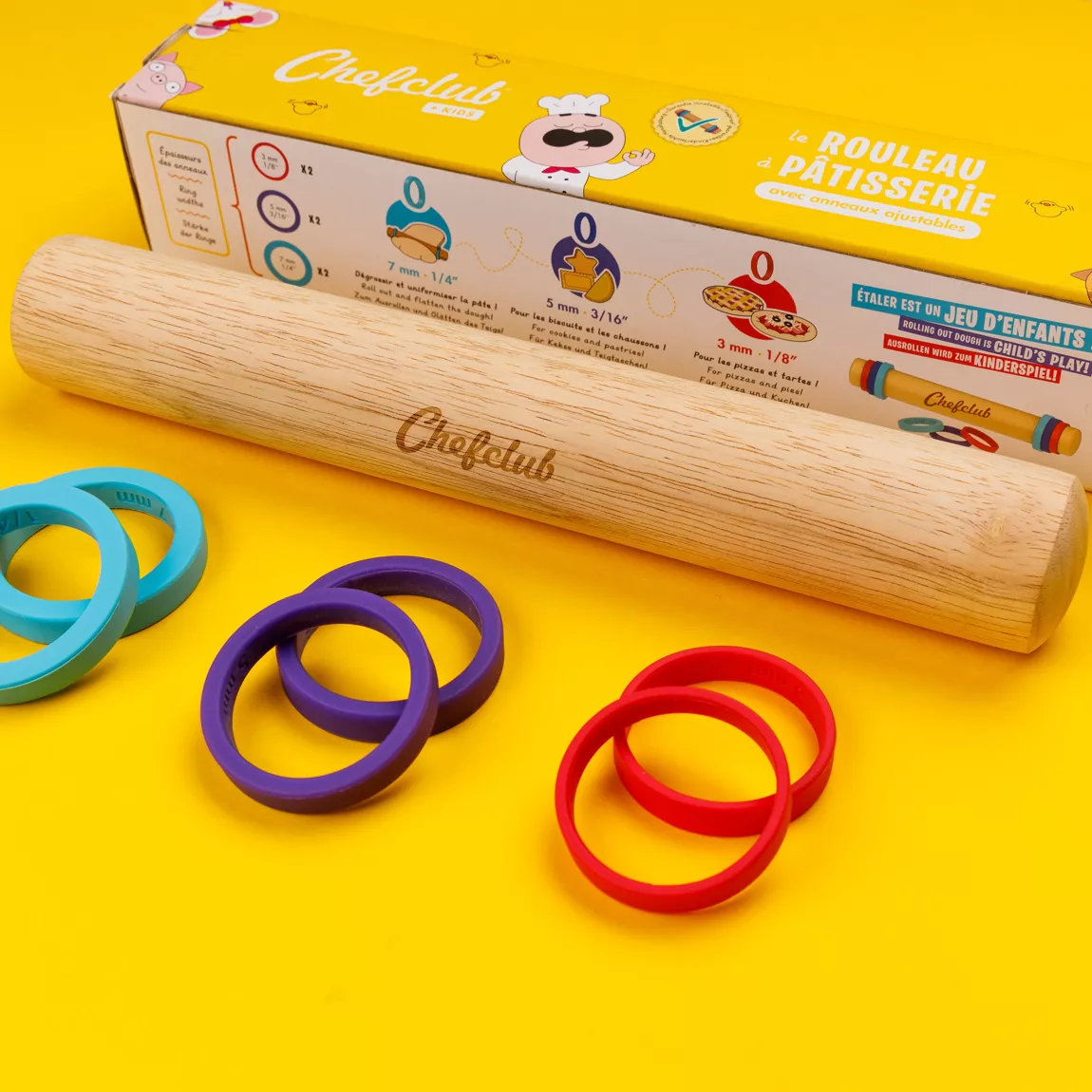 Rouleau à pâtisserie avec anneaux ajustables  - CHEFCLUB KIDS – Image 2