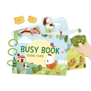 Busy-book (livre d'activités) Ferme en carton (Français/Anglais) - JANOD