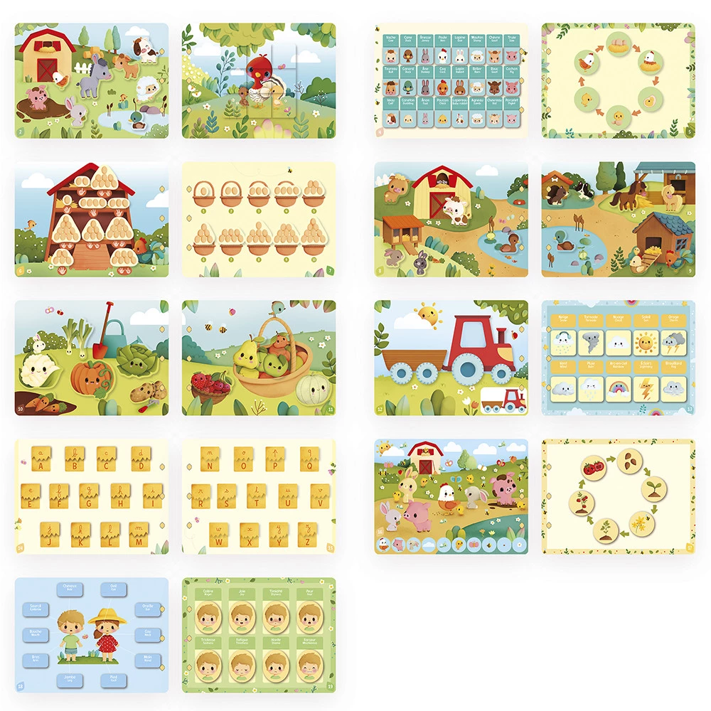 Busy-book (livre d'activités) Ferme en carton (Français/Anglais) - JANOD – Image 5