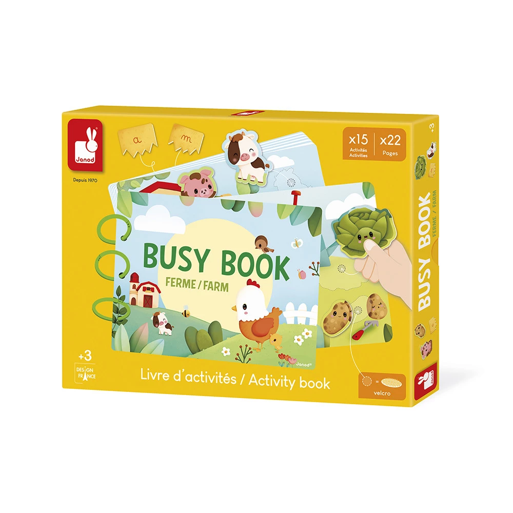 Busy-book (livre d'activités) Ferme en carton (Français/Anglais) - JANOD – Image 9