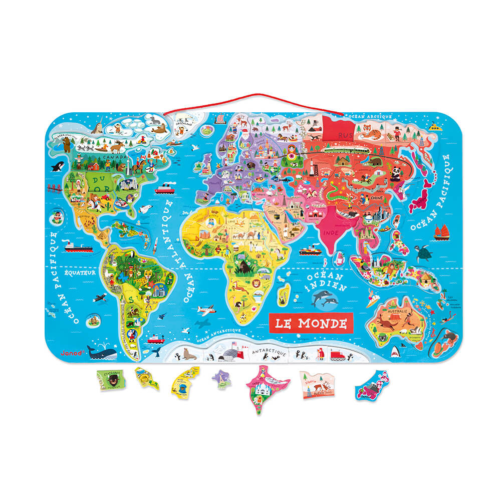 Puzzle Magnétique Carte du Monde (92 pièces) - JANOD