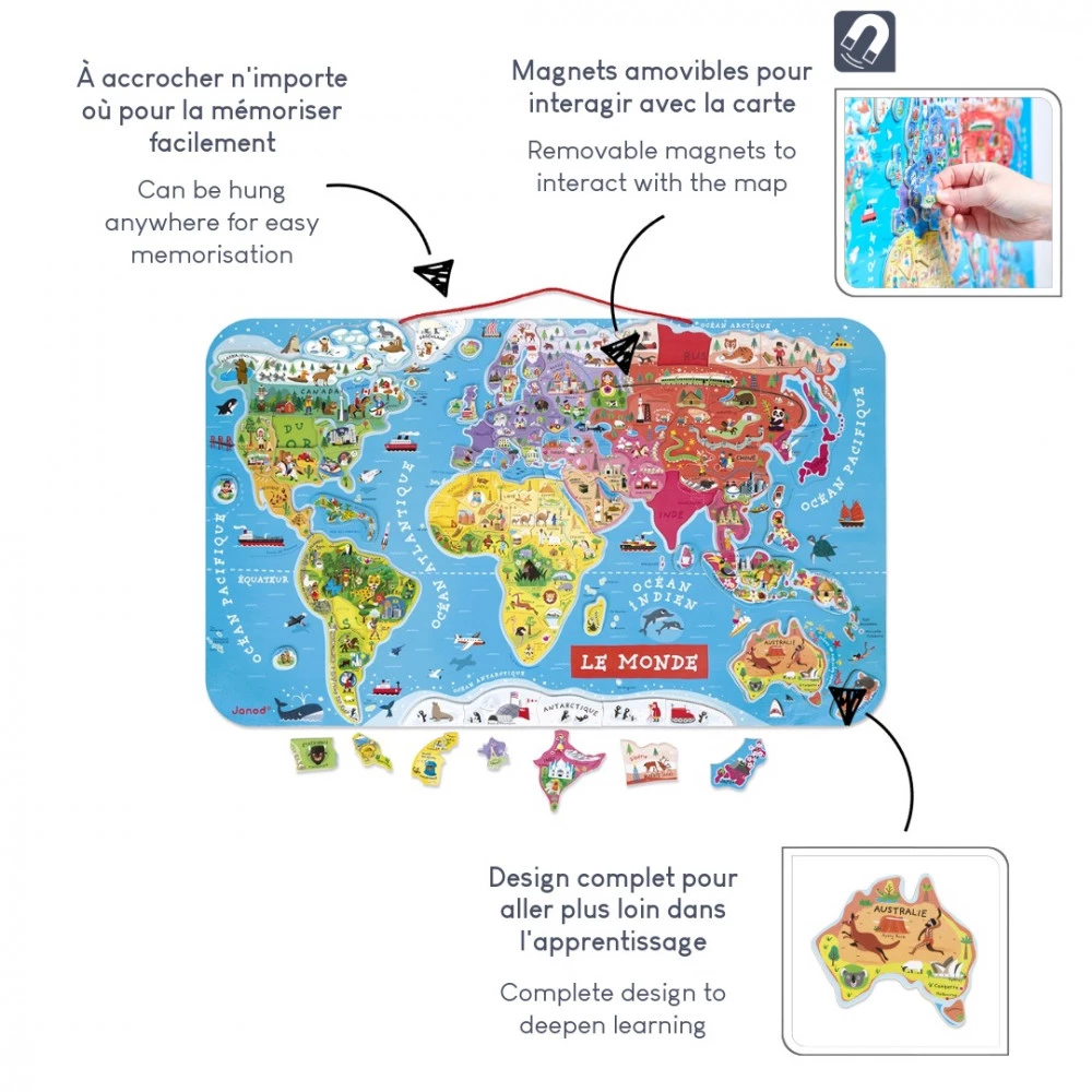 Puzzle Magnétique Carte du Monde (92 pièces) - JANOD – Image 6