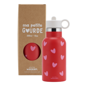 Gourde 350ml Rouge Cœurs Rose - ATELIER WAGRAM
